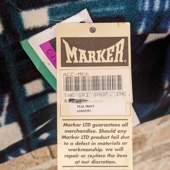 VTG Deadstock NWT Marker LTD Polartec Ski Gear Bag Teal Print Fleece Ski Shop - Picture 3 of 7